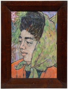 Peter Samuelson (1912-1996) - 1993 Öl, Dame mit grünem Kopftuch