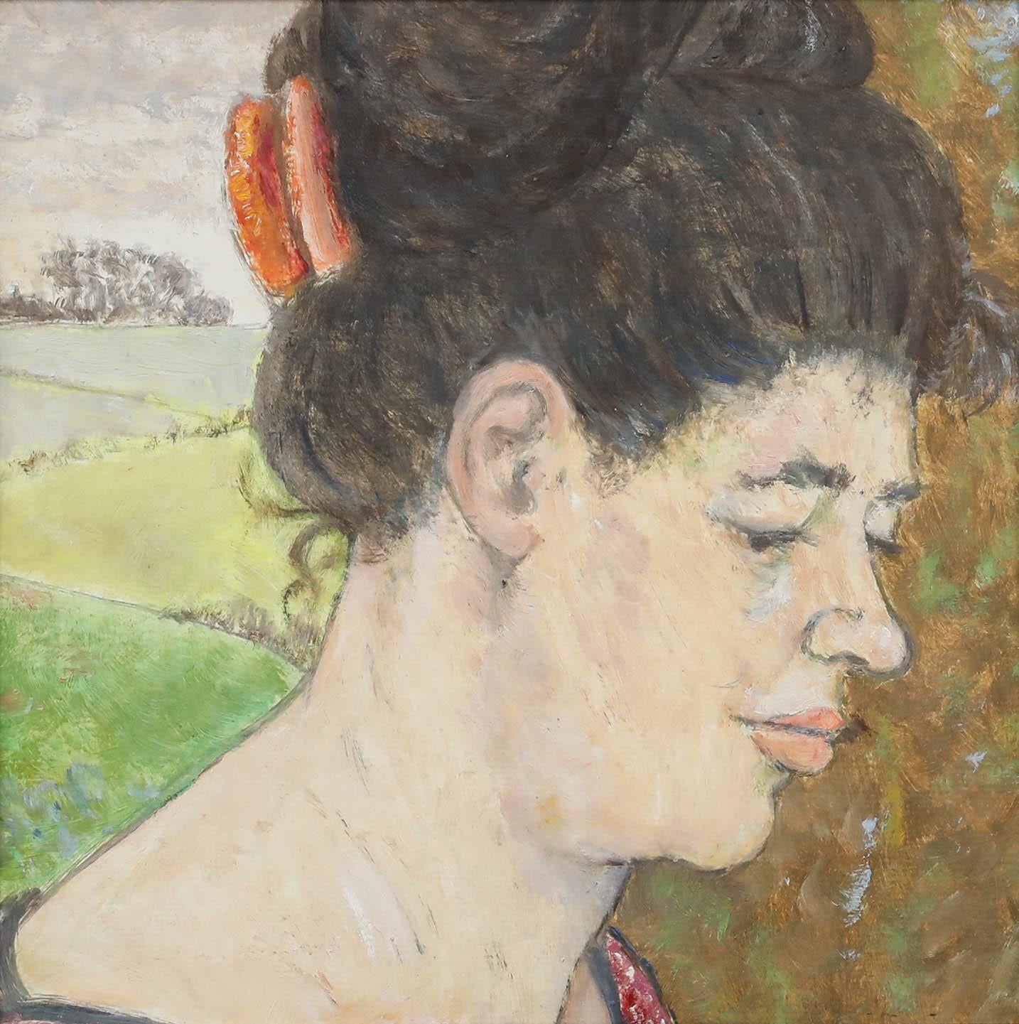 Peter Samuelson (1912-1996) - 20. Jahrhundert Öl, Dame mit der Pfirsich-Haarspange – Painting von Unknown