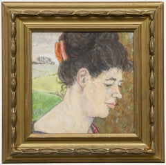 Peters Samuelson (1912-1996) - Olio del XX secolo, Signora con il fermaglio per capelli alla pesca Peters Samuelson (1912-1996) - Olio del XX secolo, Signora con il fermaglio per capelli alla pesca