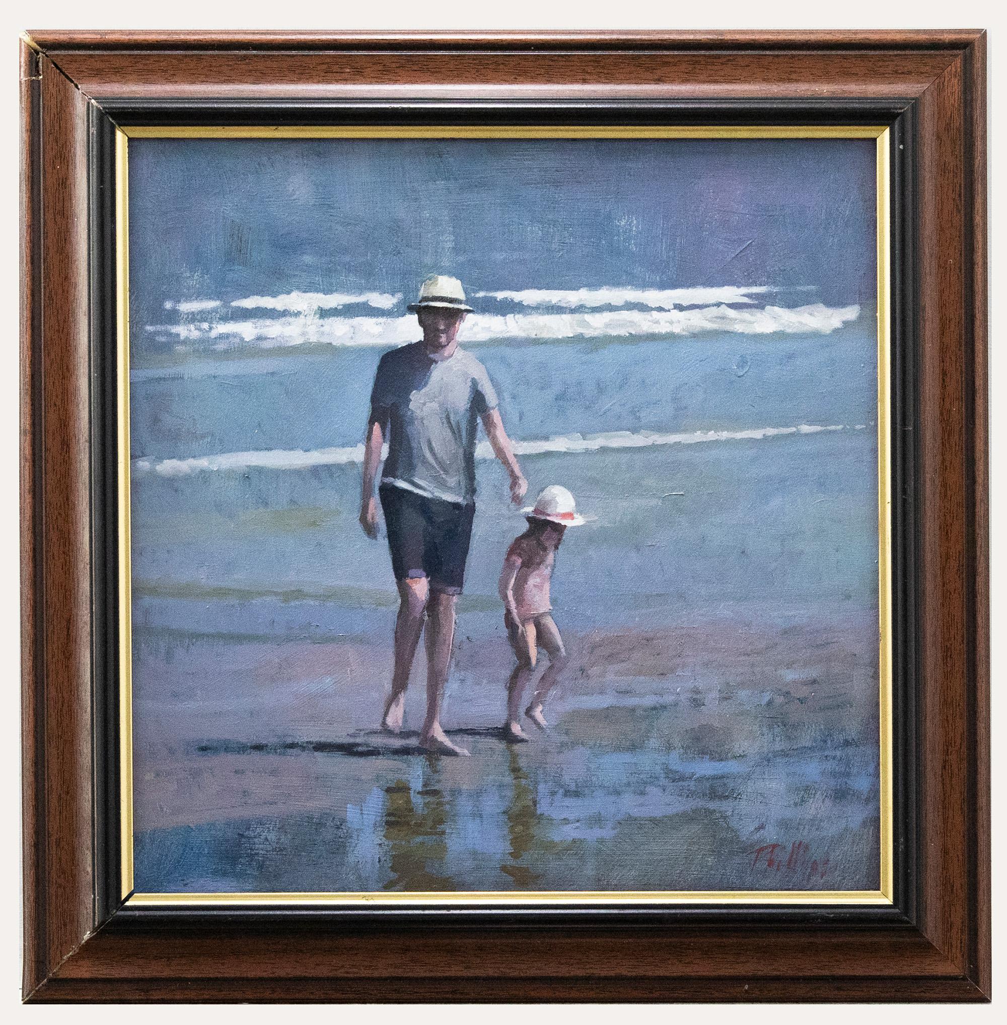 Unknown Figurative Painting - Peter Z. Phillips - Contemporary Oil, Beach Walk