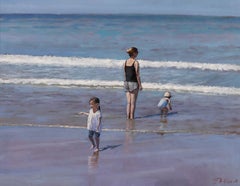 Peter Z. Phillips - Framed Contemporary Oil, Paddling in the Surf