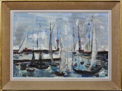 Petit Port Du Havre 1965 Pintura al óleo impresionista francesa de mediados del siglo XX
