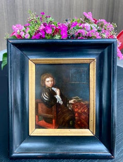 Petite Dutch 17th century portrait of a gentleman - interior genre figurative