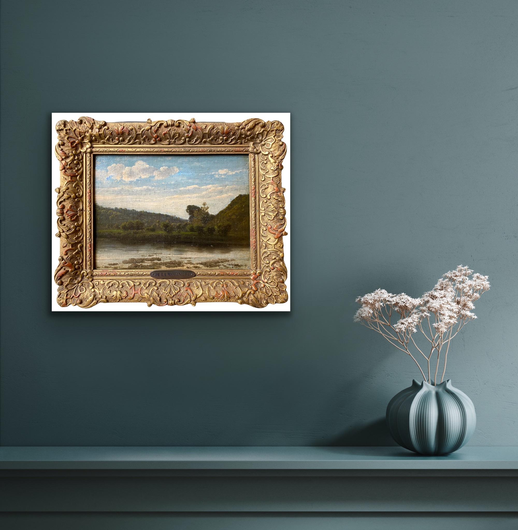 Petite French 19th century Impressionist painting of a river - barbizon school 1