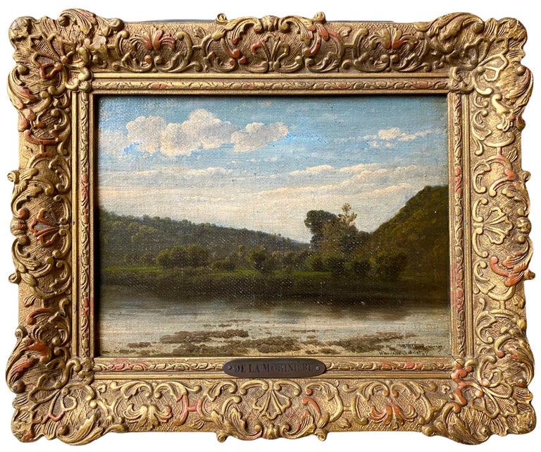 Unknown Landscape Painting - Petite French 19th century Impressionist painting of a river - barbizon school