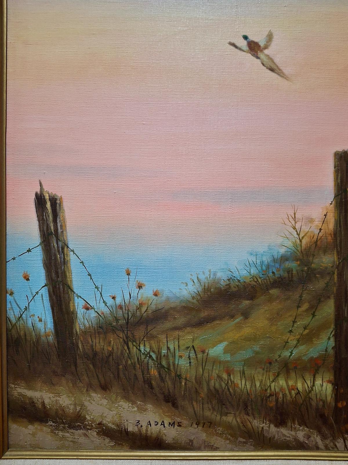 Faisanes al amanecer - Landscape Painting Marrón de Unknown