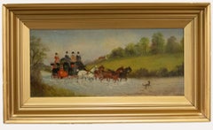Antique Philip Henry Rideout (1860-1920) - Framed Oil, Coach in Water