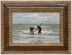 Philip Sadee (1837-1904) - 1880 Oil, Pêcheur de coquillages