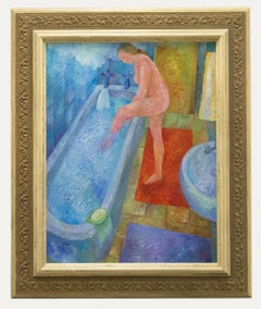 Philippa Hall - Framed Contemporary Oil, Preparing for a Bath