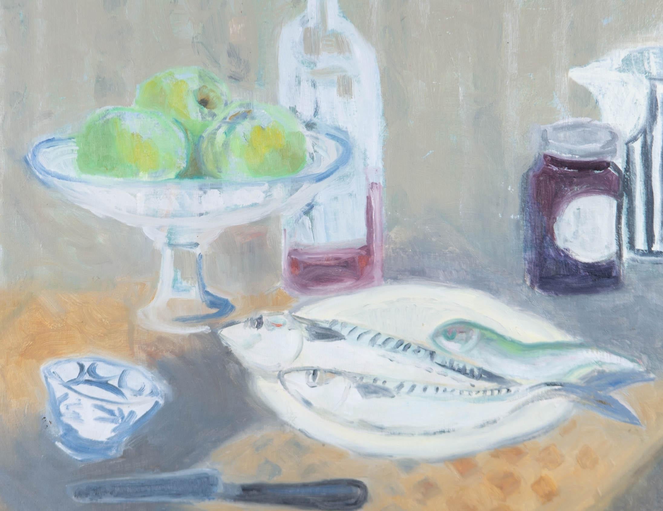 Philippa Hill - 20th Century Oil, Still Life with Fish - Painting by Unknown