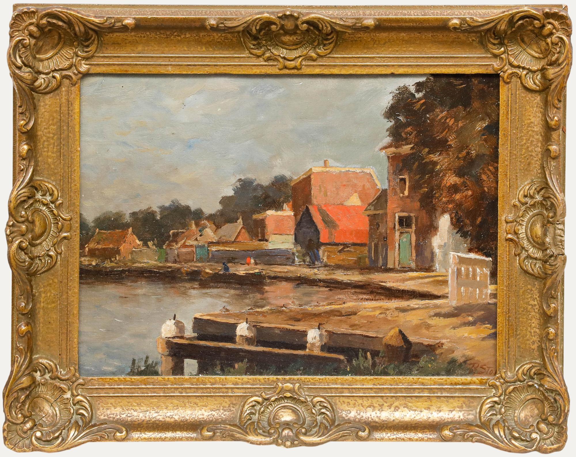 Philippus Thomas Stol (1878-1954) – Ölgemälde, Quay in Rotterdam, frühes 20. Jahrhundert