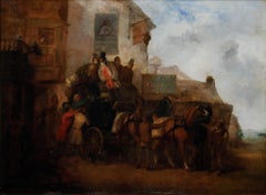 Phillips - Framed 1845 Oil, Outside the Kings Head