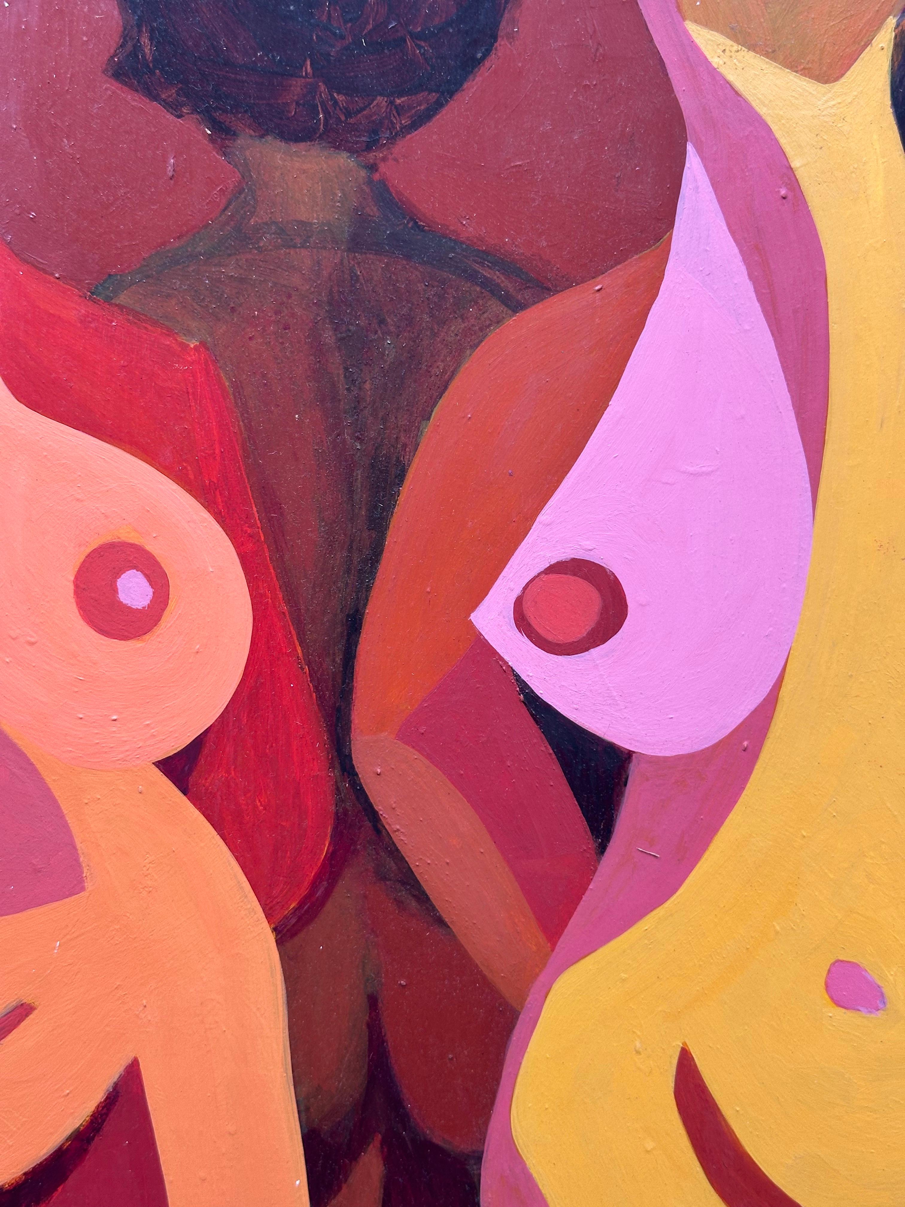 Physionomies (femmes nues, figures féminines) - Cubisme Painting par Unknown