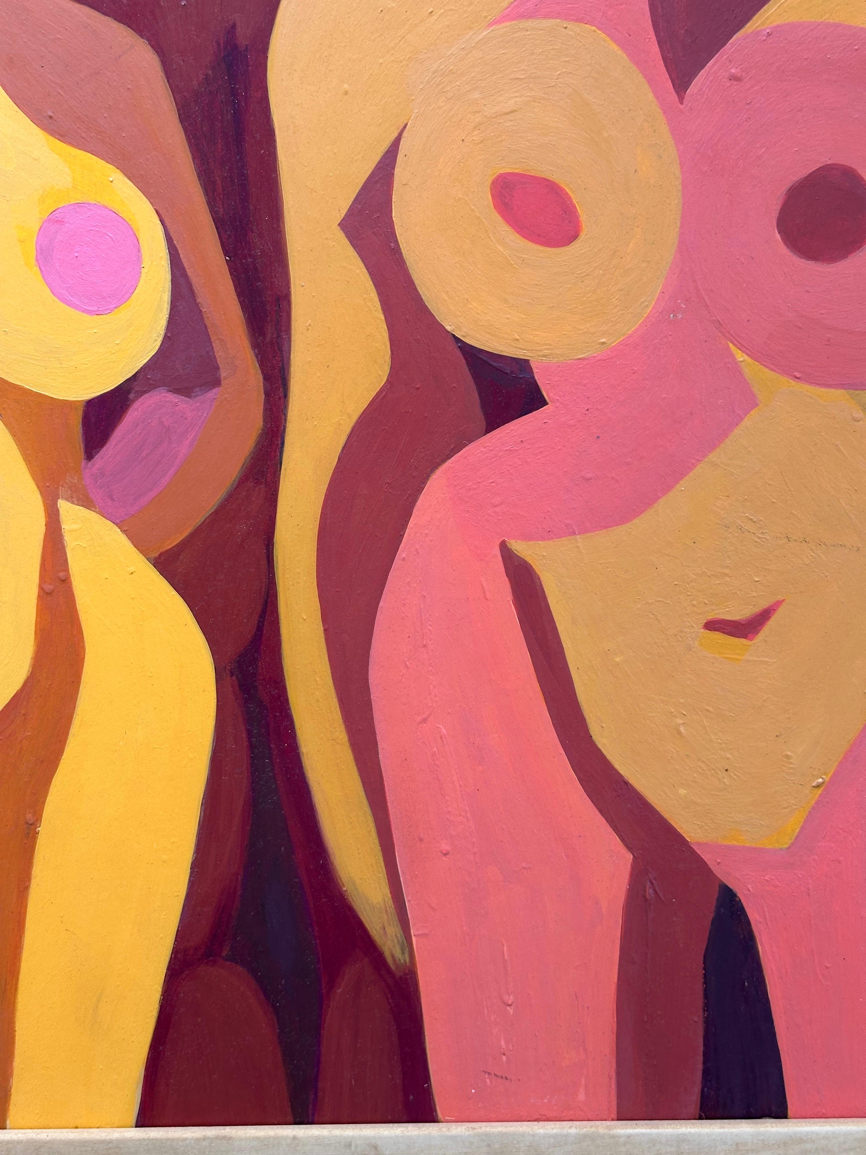 Physionomies (femmes nues, figures féminines) - Marron Abstract Painting par Unknown