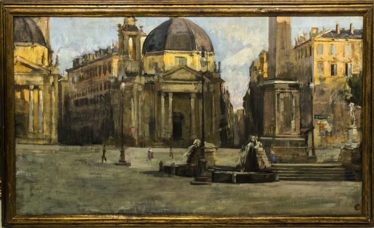 Piazza del Popolo in Rome - 19th Century - Painting - Modern - Print by Unknown