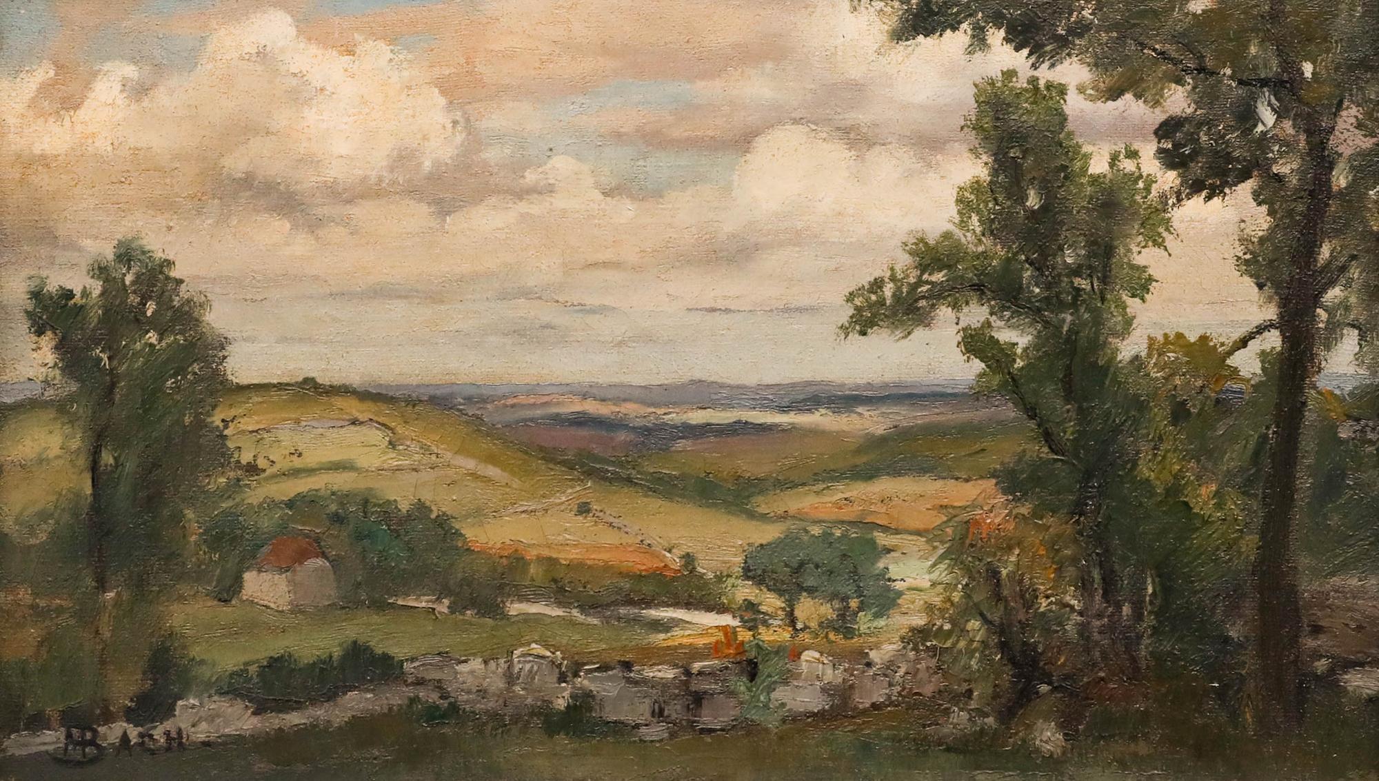 Pierre Bach (1906-1971)- École française Mid 20th Century Huile, Collines Vallonnées - Painting de Unknown