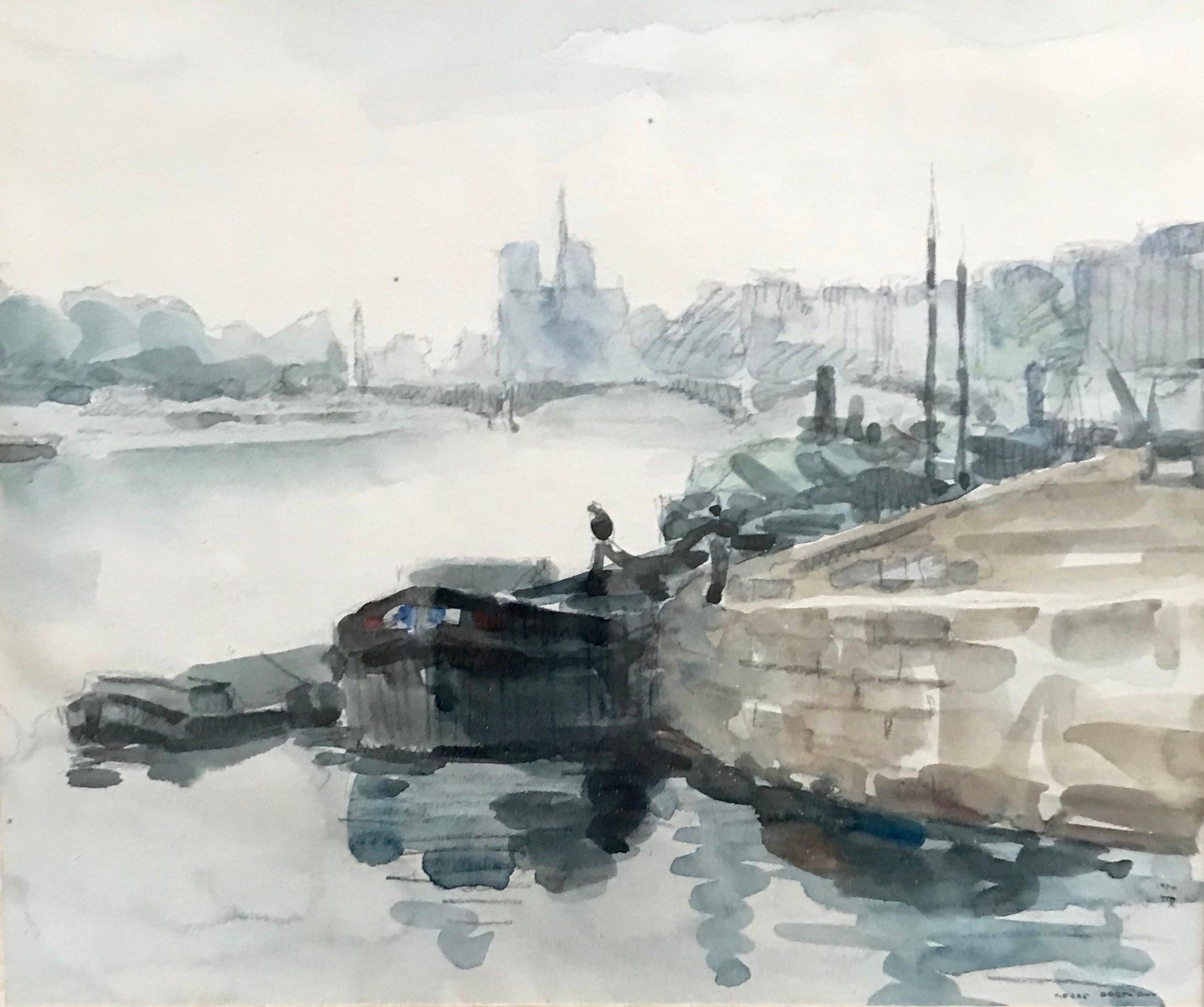 Pierre Bordeaux, Paris View of the Seine, 1934 - Painting by Unknown