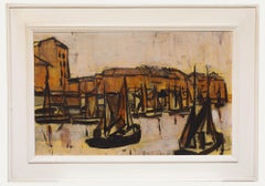 Pierre Fievet (1925-1996) - Olio della metà del XX secolo incorniciato, Au Port