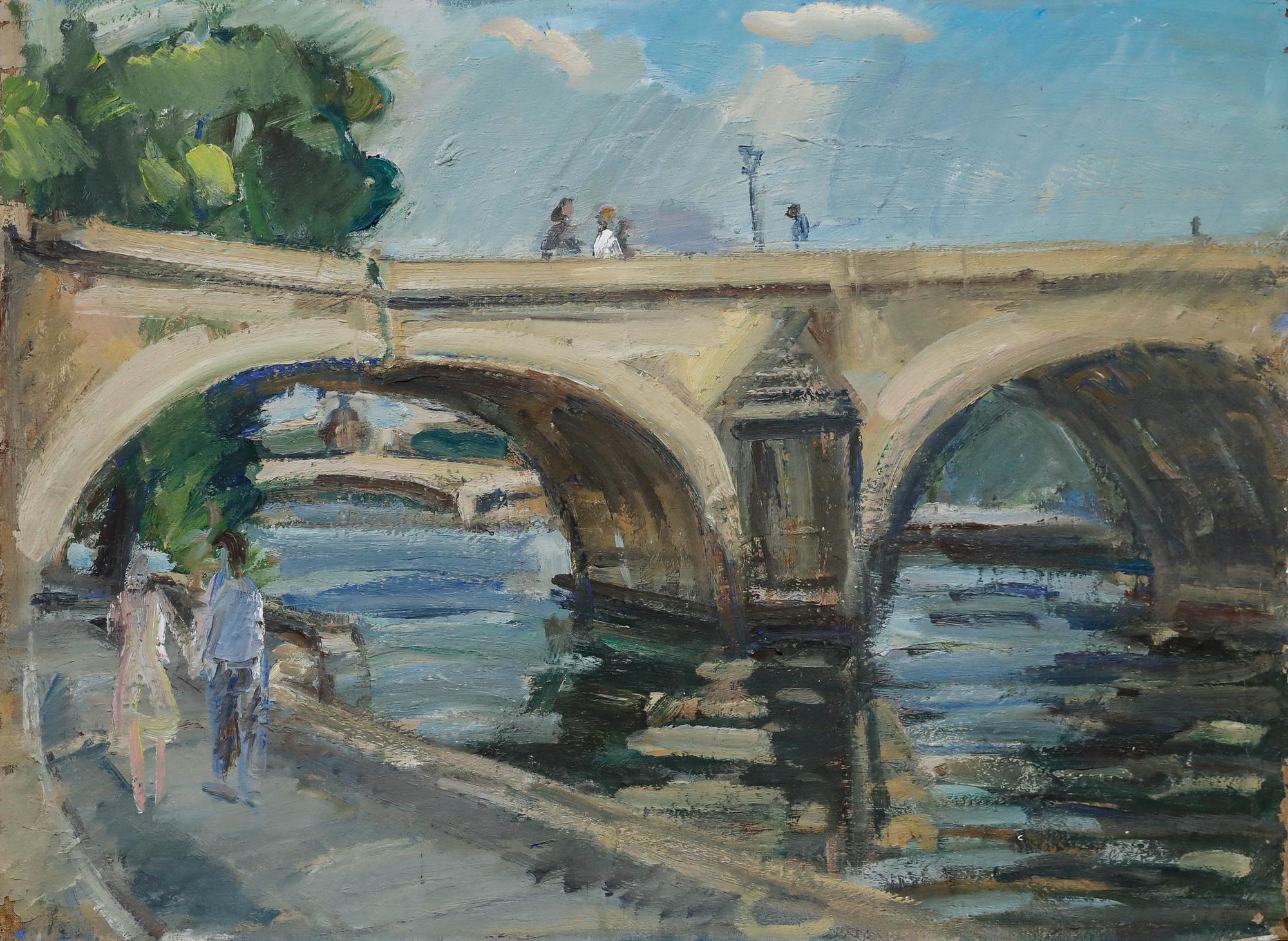 Pierre Gogios (geb. 1935) - Mitte 20. Jahrhundert Öl, Uferpromenade – Painting von Unknown