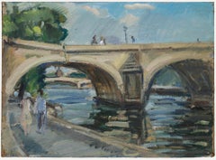Pierre Gogios (geb. 1935) - Mitte 20. Jahrhundert Öl, Uferpromenade