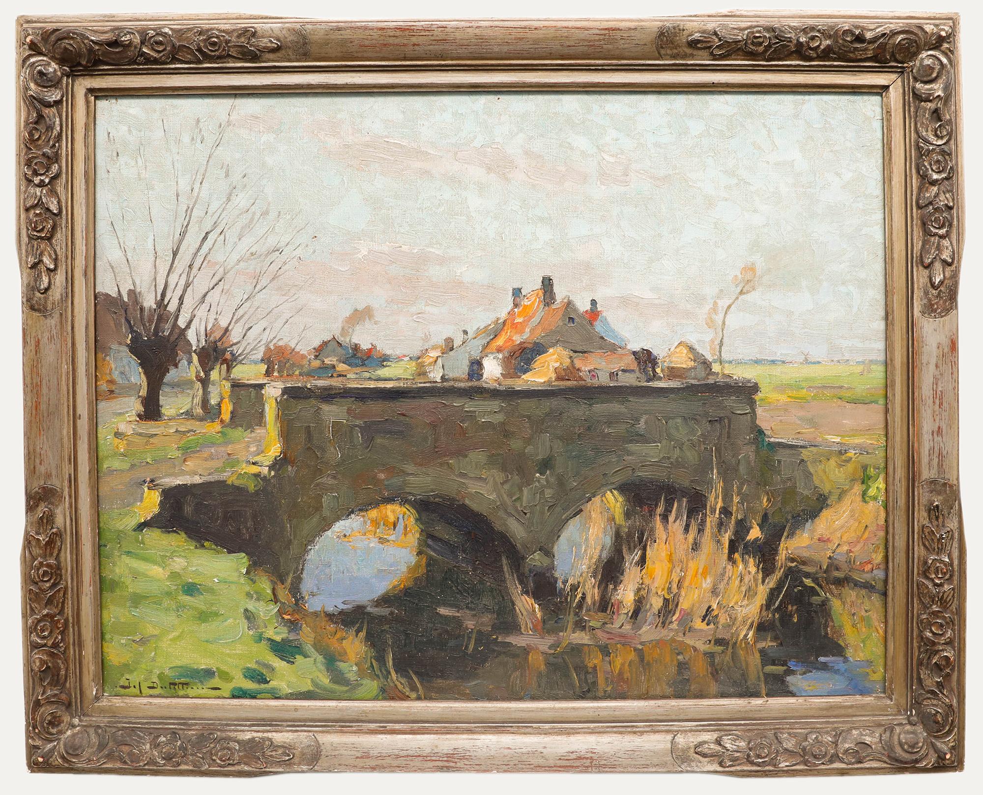 Pierre Joseph (Jef) Dutillieu (1876-1960) - Gerahmtes Ölgemälde, Die doppelt gewölbte Brücke