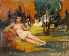 Pierre Munier-Jolain (1888-1922) - Huile du début du 20e siècle, Femme Nue Allongée