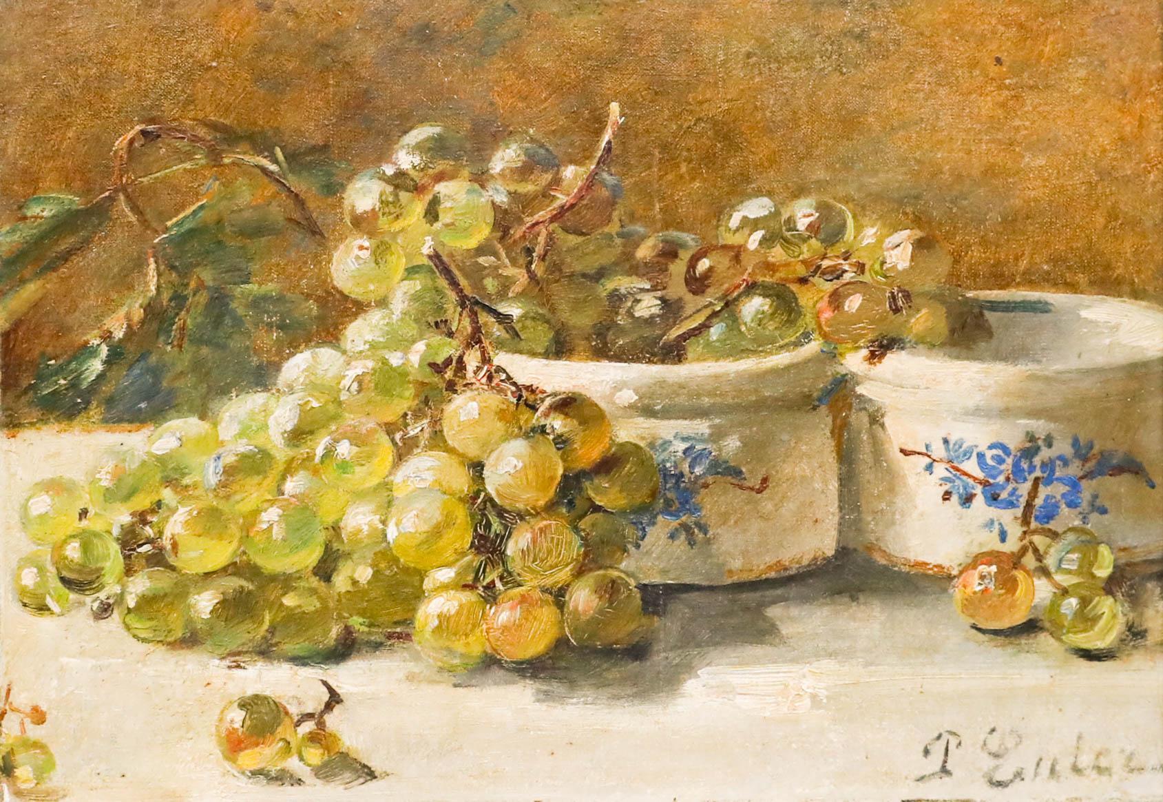 Pierre Nicolas Euler (1846-1915) - Framed Oil, Still Life of Grapes - Painting by Unknown