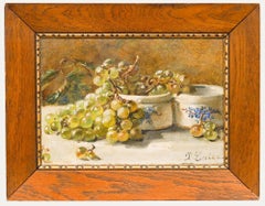 Pierre Nicolas Euler (1846-1915) - Framed Oil, Still Life of Grapes