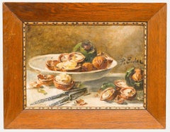 Pierre Nicolas Euler (1846-1915) - Framed Oil, Still Life of  Walnuts