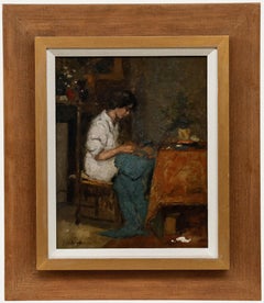 Pieter De Regt (1877-1960) - Early 20th Century Oil, Quietly Sewing