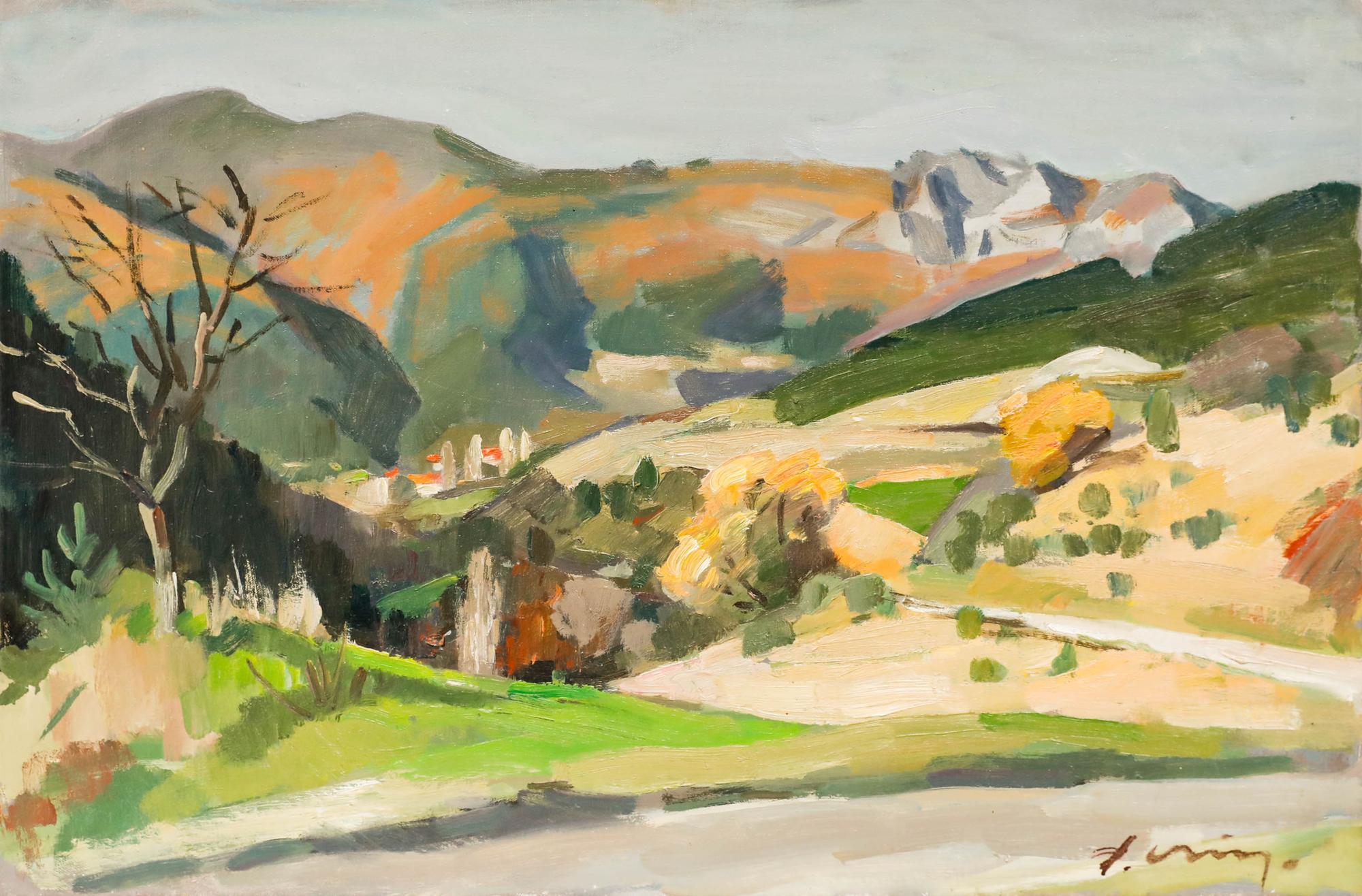 Pieter Oving (1923-2004) - Gerahmtes Öl des 20. Jahrhunderts, Französische Hügel – Painting von Unknown