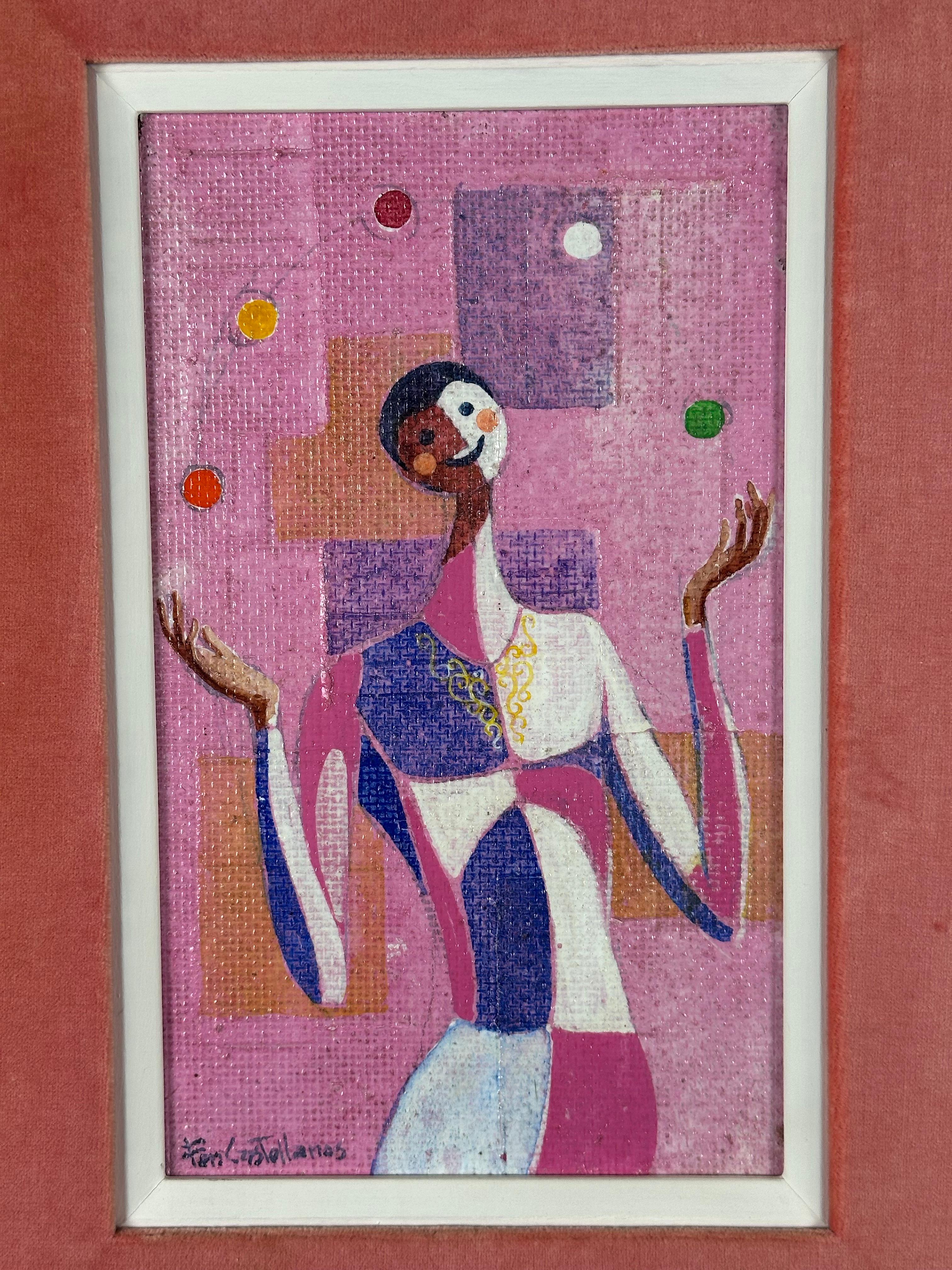 Pink Cubist Juggler - Painting by Unknown