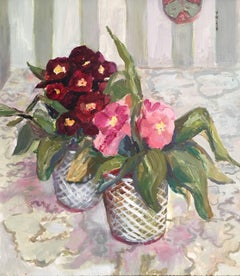 Pink Pansies Original Oil Painting