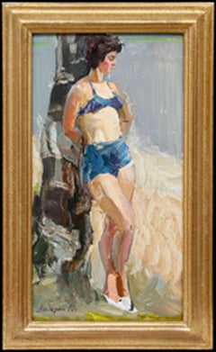 Piotr Filipovich Alberti (1913-1994) - Óleo enmarcado de 1960, Tomando el sol