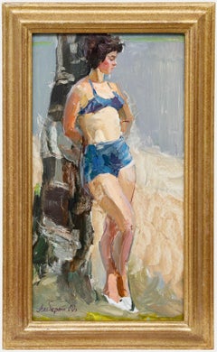 Piotr Filipovich Alberti (1913-1994) - Óleo enmarcado de 1960, Tomando el sol