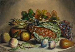 Pitcher - Late 19th Century Oil, Still Life with Pineapple