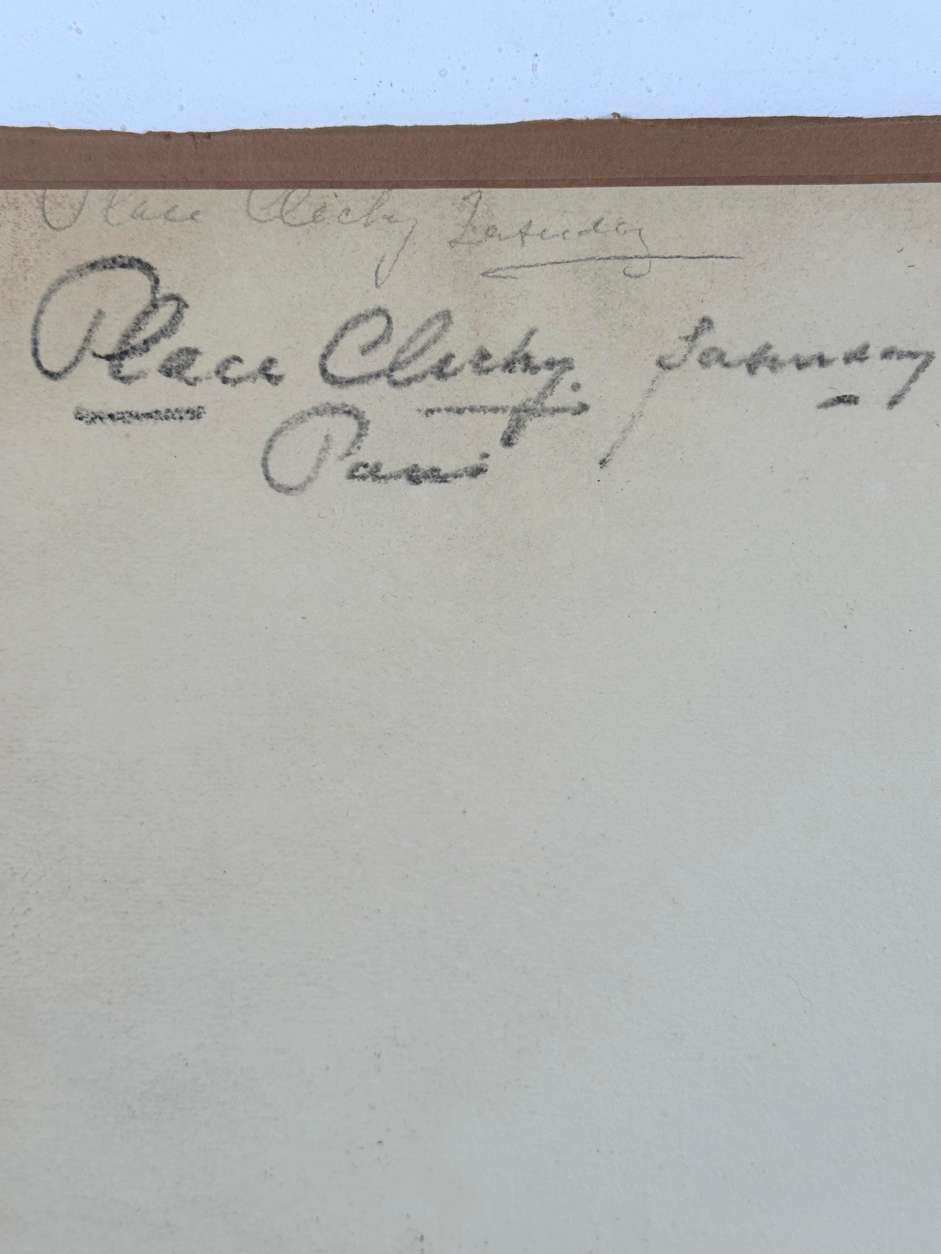 Place de Clichy Paris Stadtbild Mitte des Jahrhunderts arcjitecture Gemälde im Angebot 3