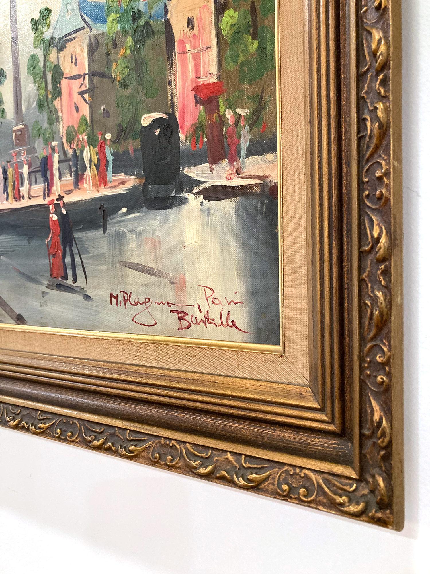Peinture à l'huile « Place de la Bastille » - Scène de rue impressionniste française d'une ville de Paris en vente 7