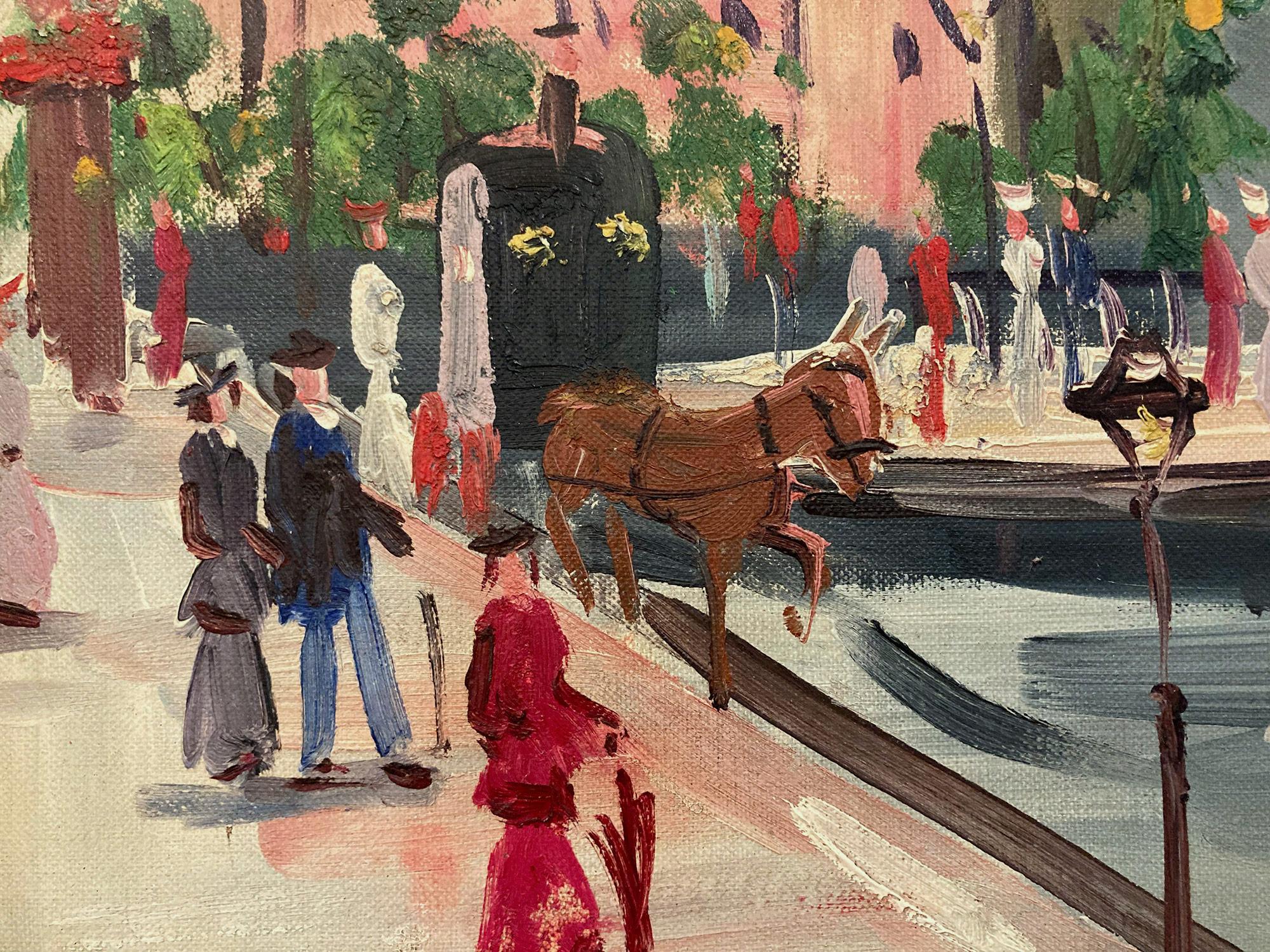 Peinture à l'huile « Place de la Bastille » - Scène de rue impressionniste française d'une ville de Paris en vente 1