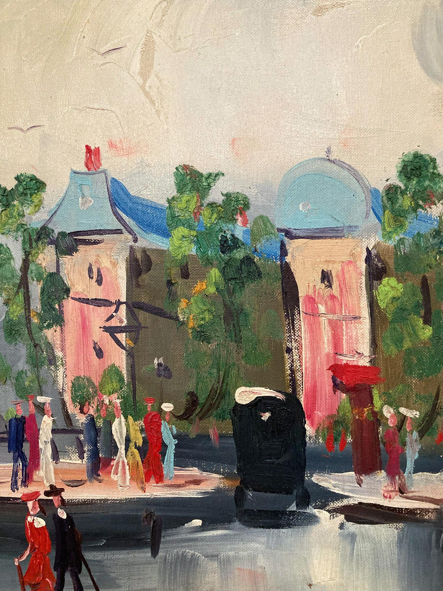 Peinture à l'huile « Place de la Bastille » - Scène de rue impressionniste française d'une ville de Paris en vente 4