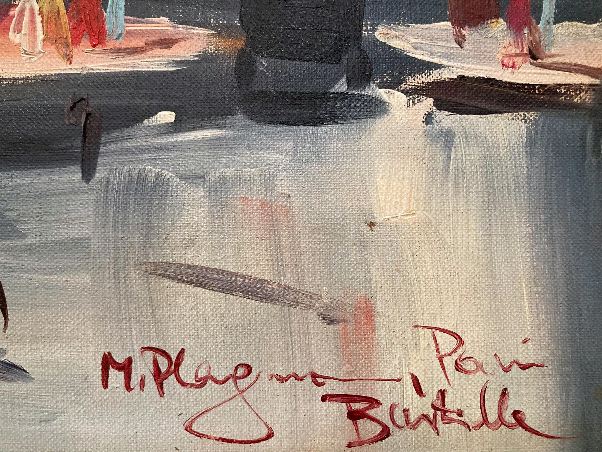 Peinture à l'huile « Place de la Bastille » - Scène de rue impressionniste française d'une ville de Paris en vente 5