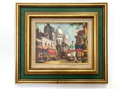 "Place Du Tertre " Impressionist Oil Painting with Figures in Parisian Village