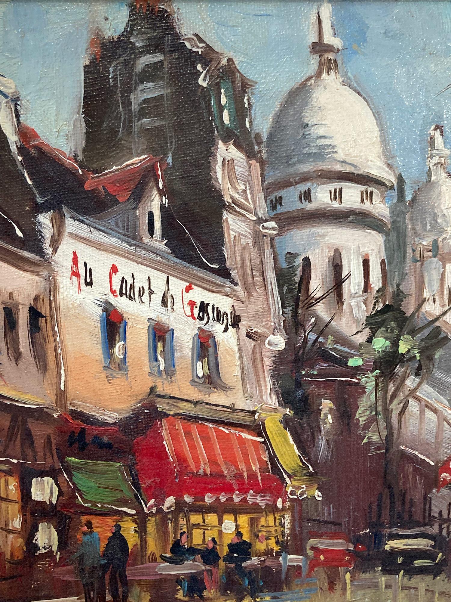This painting is a tremendously vivid and alive street scene from Paris in the 20th Century, depicting The Place du Tertre. This square is in the 18th arrondissement of Paris, France. Only a few streets away from Montmartre's Basilica of the Sacré