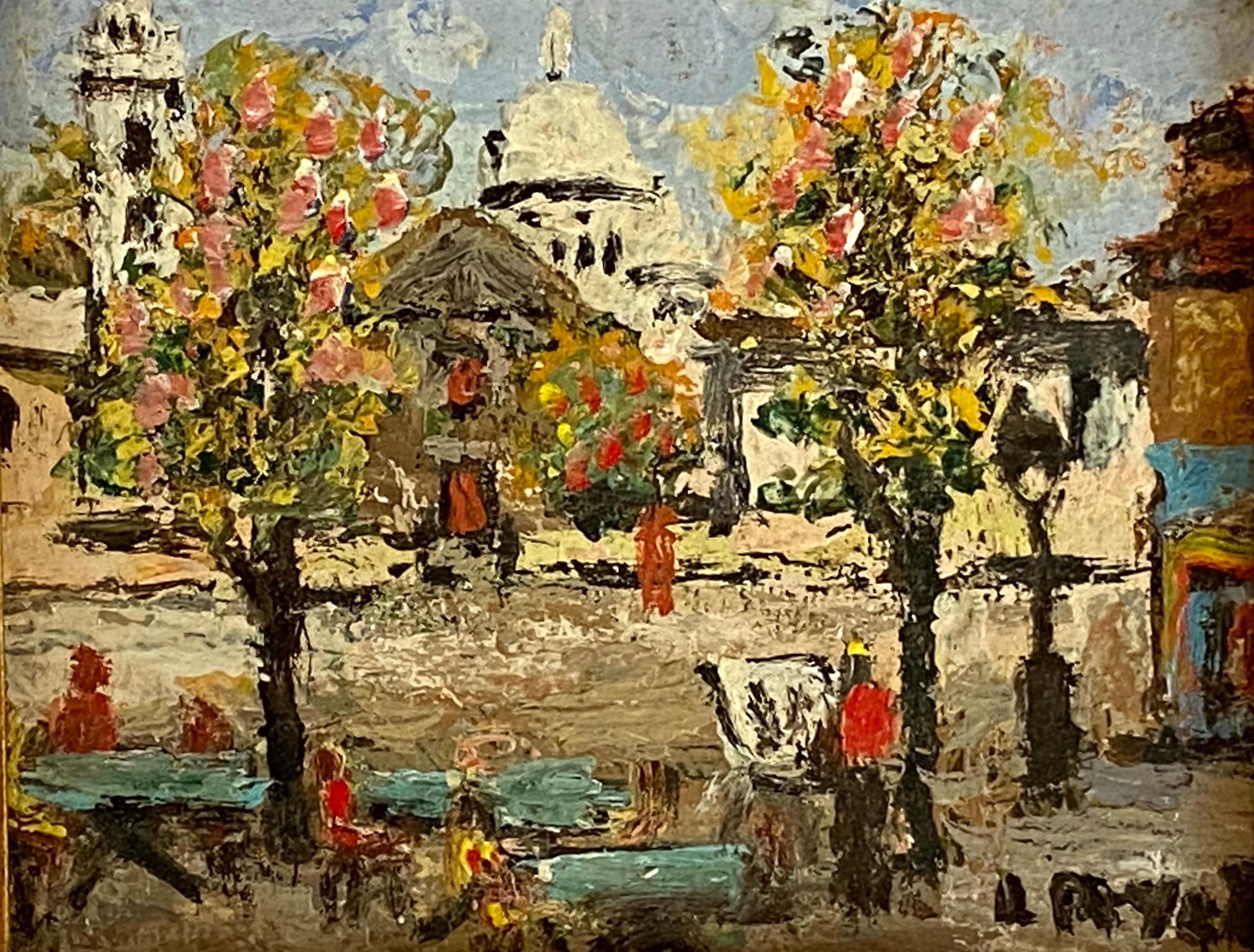 Unknown Landscape Painting - ”Place du Tertre, Montmartre”