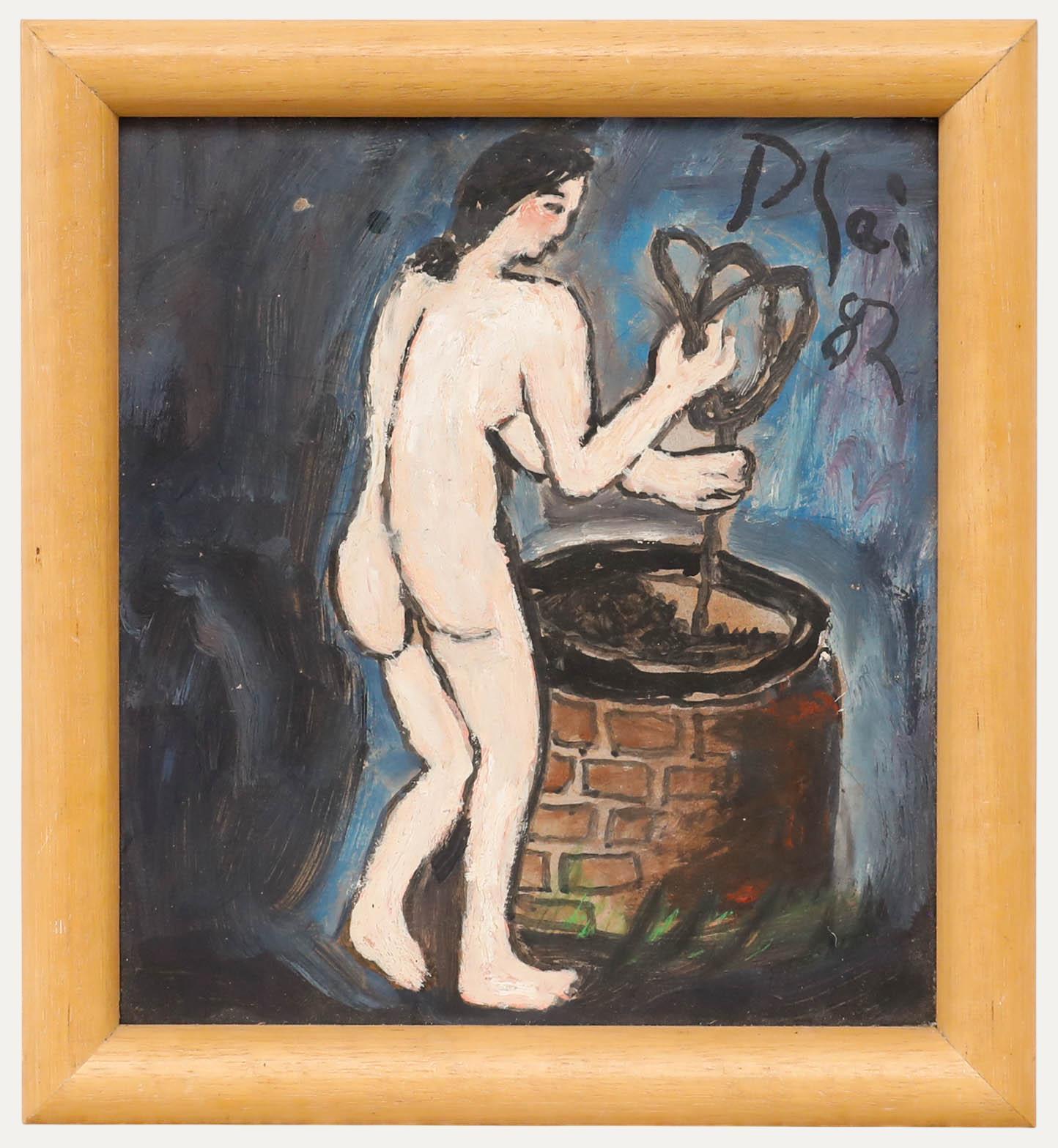 Plai - Gerahmt 1982 Öl, Am Brunnen