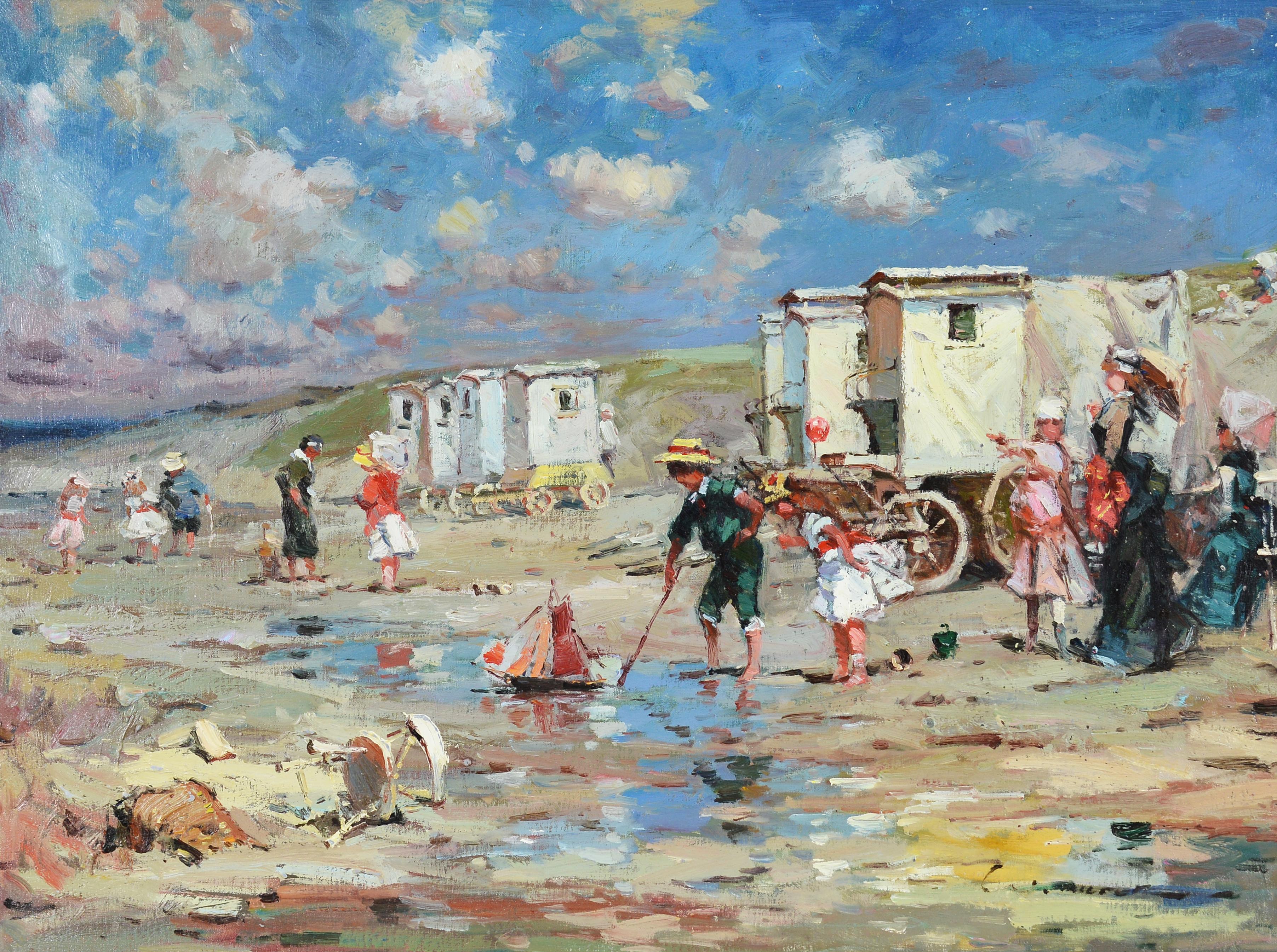 Play on the Beach - Painting by Unknown