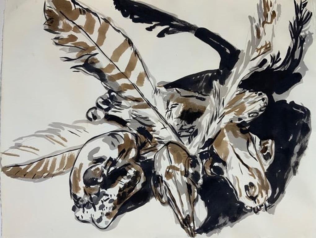 Unknown Abstract Painting - Playa Still Life: Congregation, Ink on Paper Painting by Daniel Duford, 2024
