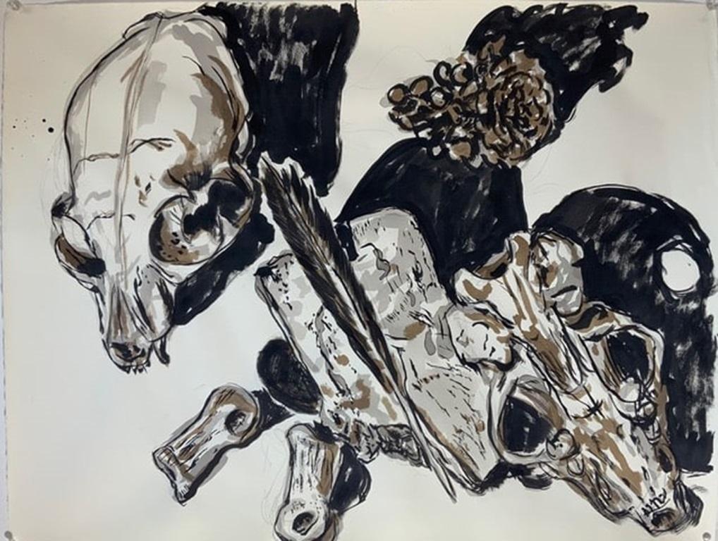 Abstract Painting de Unknown - Playa Naturaleza Muerta: Fin del día, Tinta sobre papel Pintura de Daniel Duford, 2024