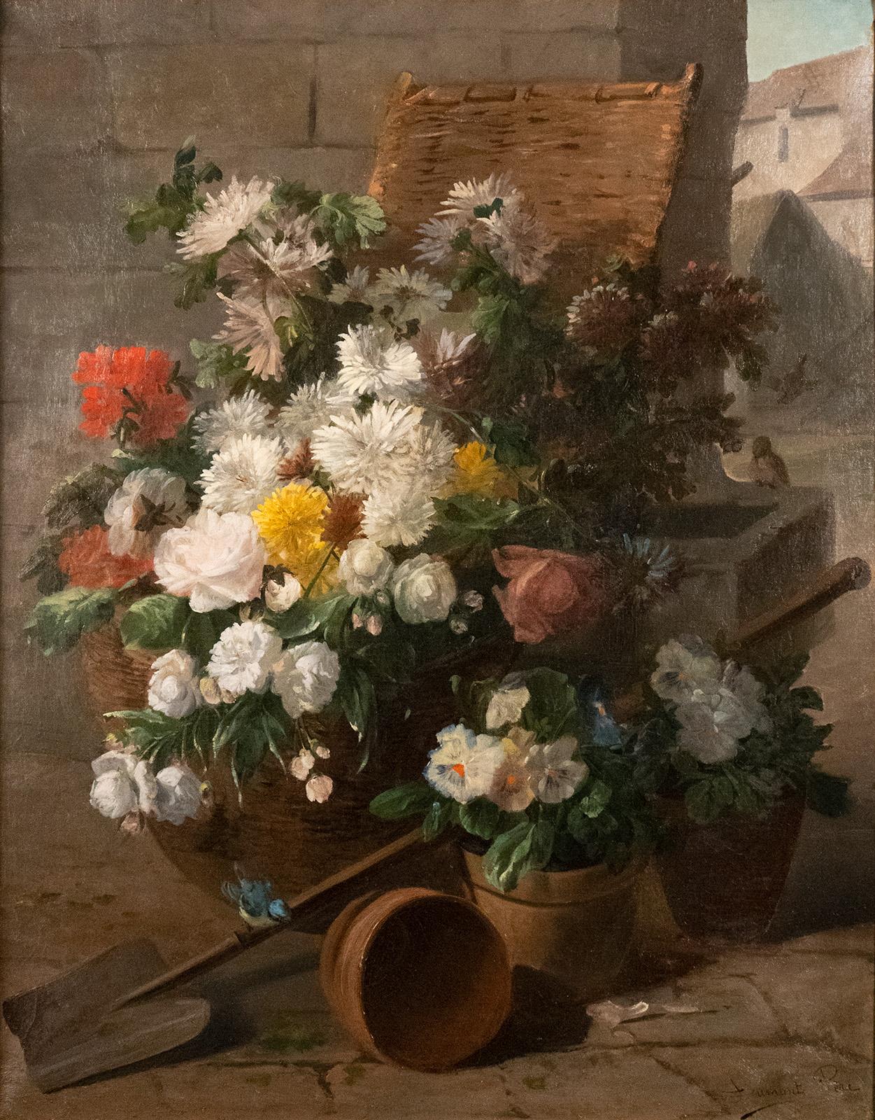 Plotting Flowers by Dumont Père - Painting by Unknown