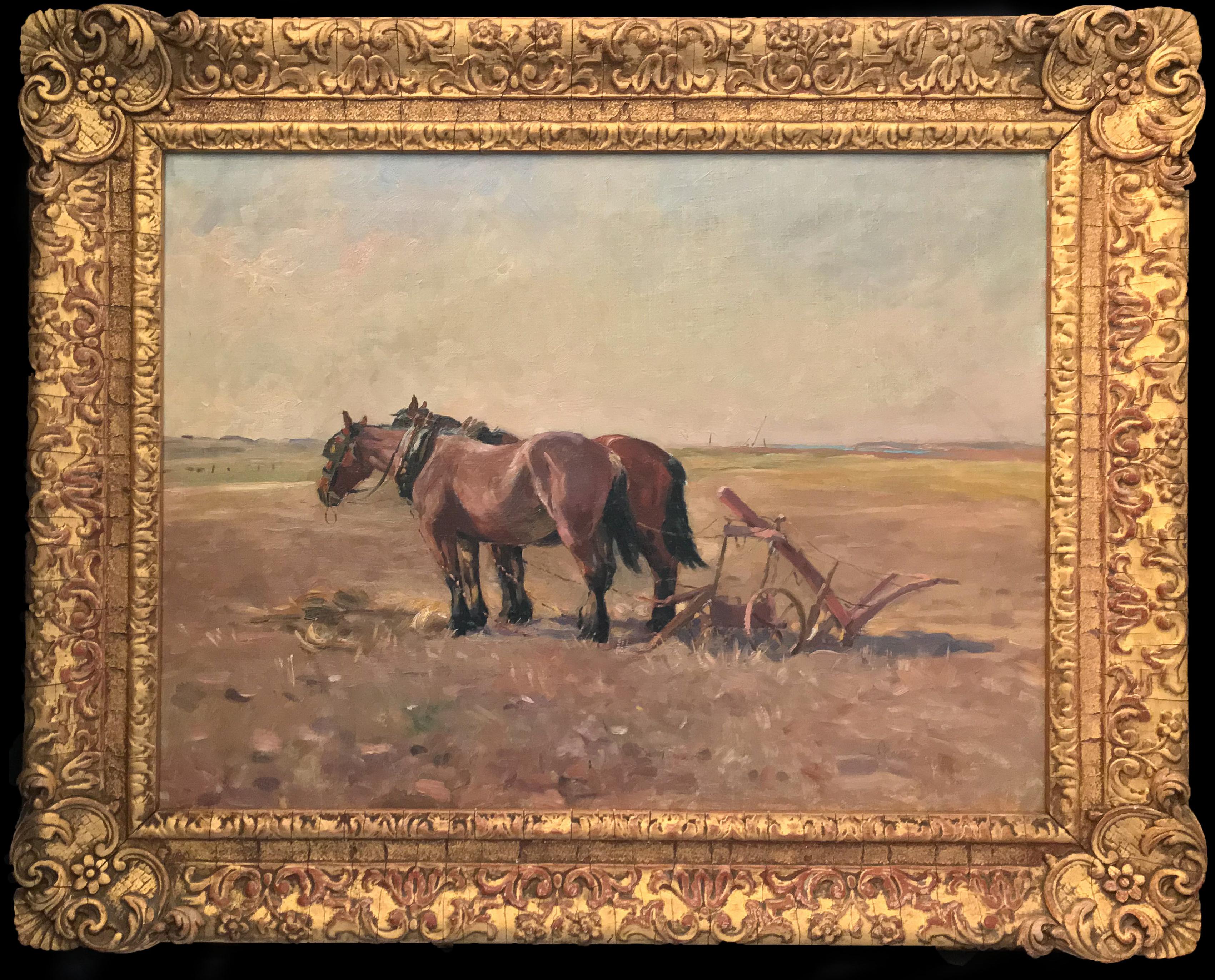 Unknown Landscape Painting – Ploughing the fields